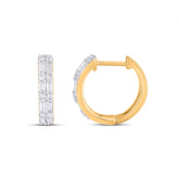 Baguette & Round 10K Yellow Gold & Diamond Hoop Earrings